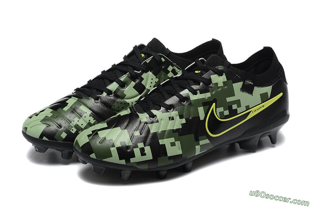 Nike Tiempo Legend 10 Elite FG Firm Ground Soccer Cleats - Black/Camo/Yellow 5