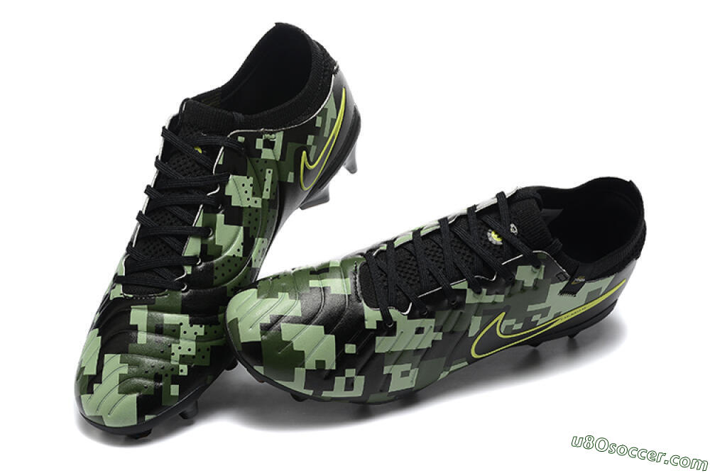 Nike Tiempo Legend 10 Elite FG Firm Ground Soccer Cleats - Black/Camo/Yellow 6