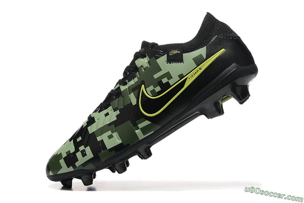 Nike Tiempo Legend 10 Elite FG Firm Ground Soccer Cleats - Black/Camo/Yellow 8