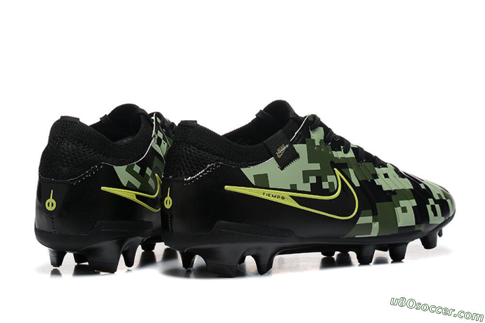Nike Tiempo Legend 10 Elite FG Firm Ground Soccer Cleats - Black/Camo/Yellow 9