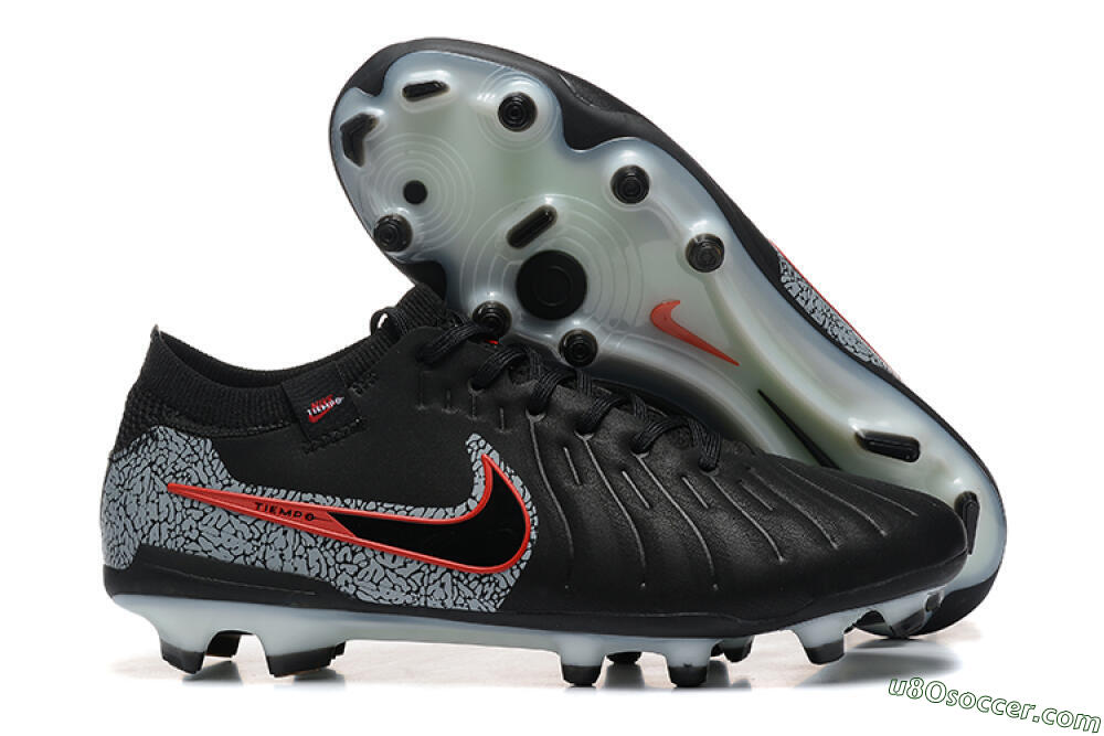 Nike Tiempo Legend 10 Elite FG Firm Ground Soccer Cleats - Black/Red/Grey 1