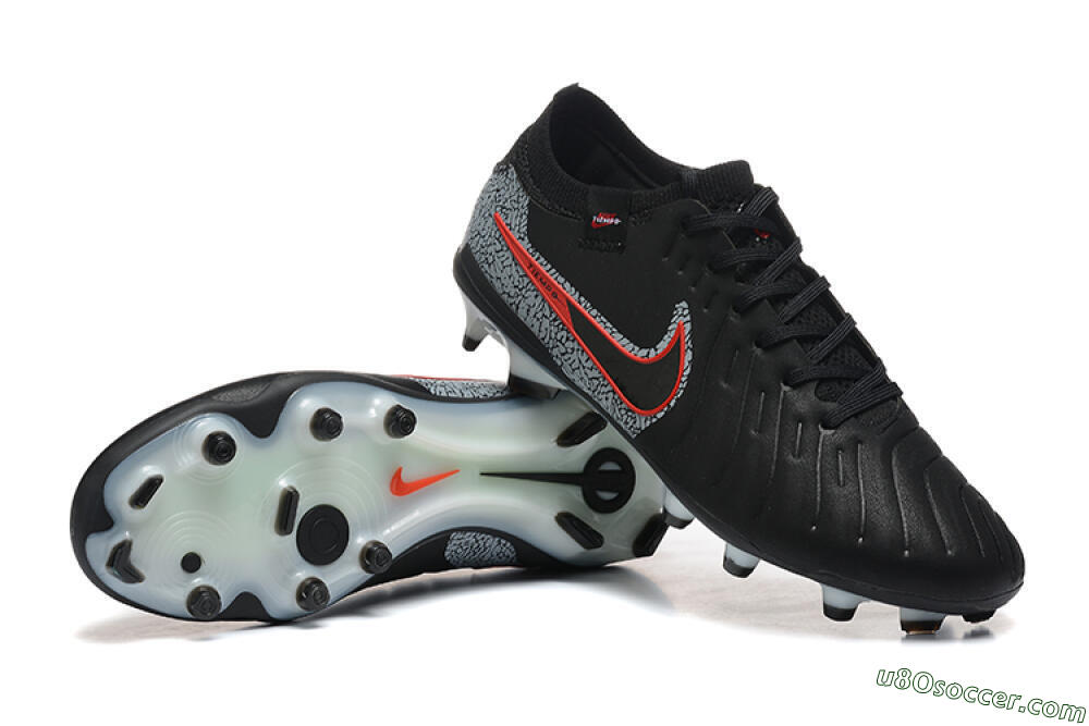 Nike Tiempo Legend 10 Elite FG Firm Ground Soccer Cleats - Black/Red/Grey 4