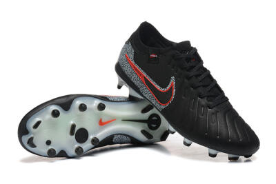 Nike Tiempo Legend 10 Elite FG Firm Ground Soccer Cleats - Black/Red/Grey