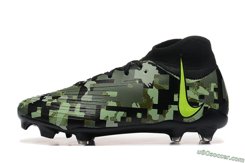 Nike Phantom Luna Elite NU FG Firm Ground Soccer Cleats - Black/Camo/Yellow 2