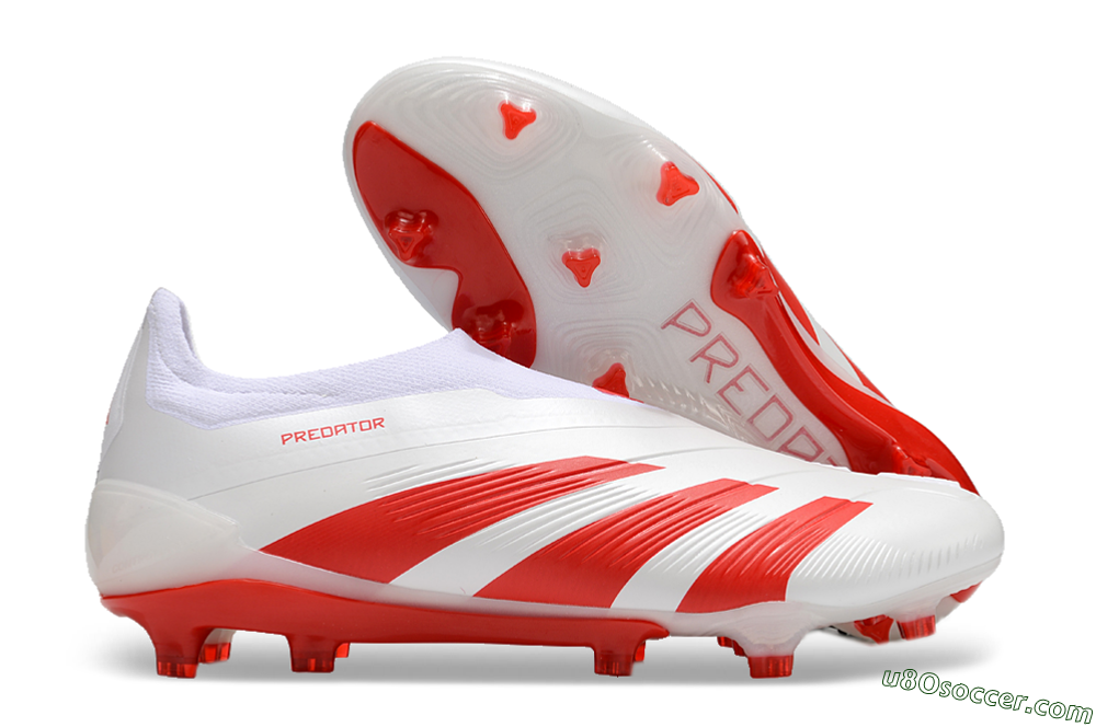 Adidas Predator Accuracy+ FG Firm Ground Soccer Cleats - Beige/White/Red 1
