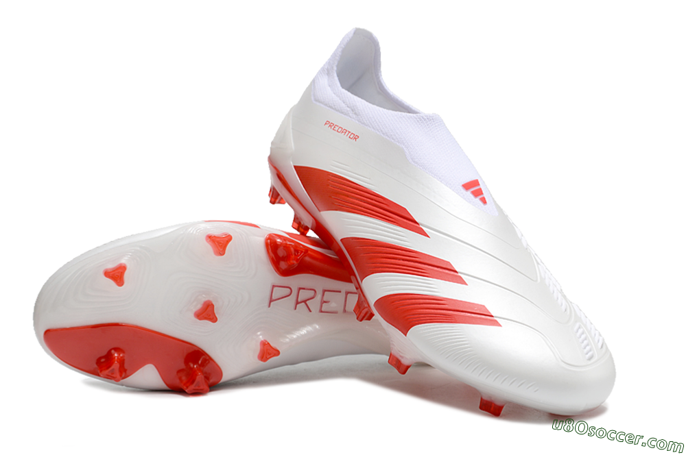 Adidas Predator Accuracy+ FG Firm Ground Soccer Cleats - Beige/White/Red 3