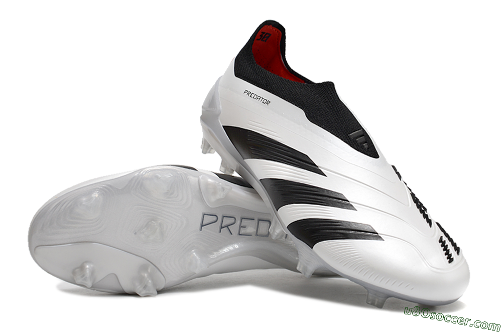 Adidas Predator Accuracy+ FG Firm Ground Soccer Cleats - White/Black/Red 3