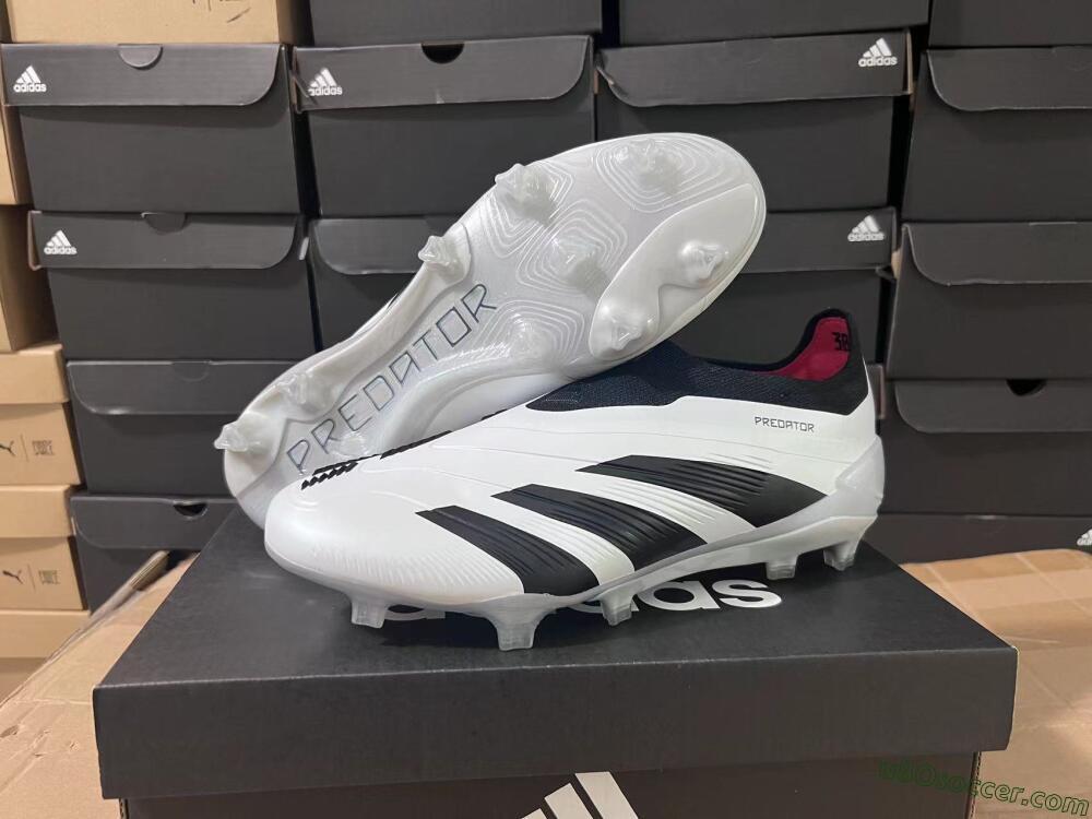 Adidas Predator Accuracy+ FG Firm Ground Soccer Cleats - White/Black/Red 8