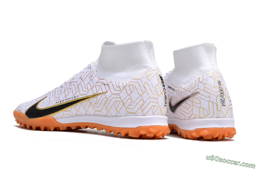 Nike Air Zoom Mercurial Superfly 9 Elite TF Artificial Turf Soccer Shoes - White/Black/Gold 4