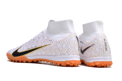Nike Air Zoom Mercurial Superfly 9 Elite TF Artificial Turf Soccer Shoes - White/Black/Gold