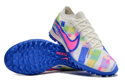 Nike Air Zoom Mercurial Vapor 15 Elite TF Artificial Turf Soccer Shoes - White/Rainbow