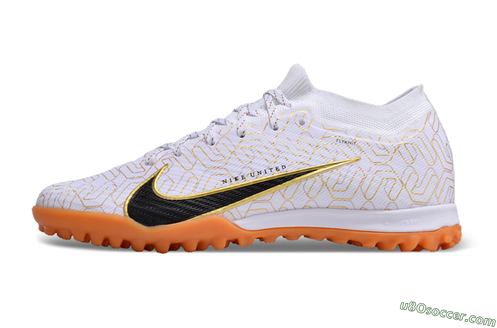 Nike Air Zoom Mercurial Vapor 15 Elite TF Artificial Turf Soccer Shoes - White/Black/Gold 2