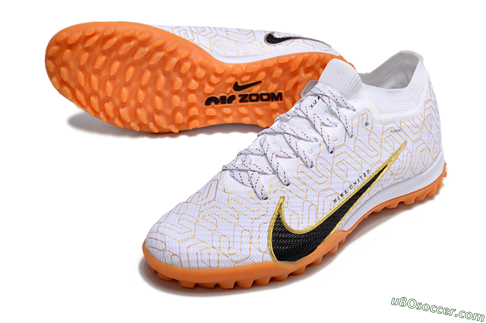 Nike Air Zoom Mercurial Vapor 15 Elite TF Artificial Turf Soccer Shoes - White/Black/Gold 3