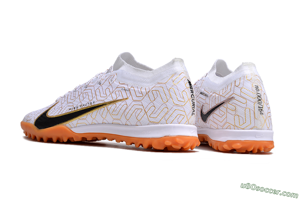 Nike Air Zoom Mercurial Vapor 15 Elite TF Artificial Turf Soccer Shoes - White/Black/Gold 4