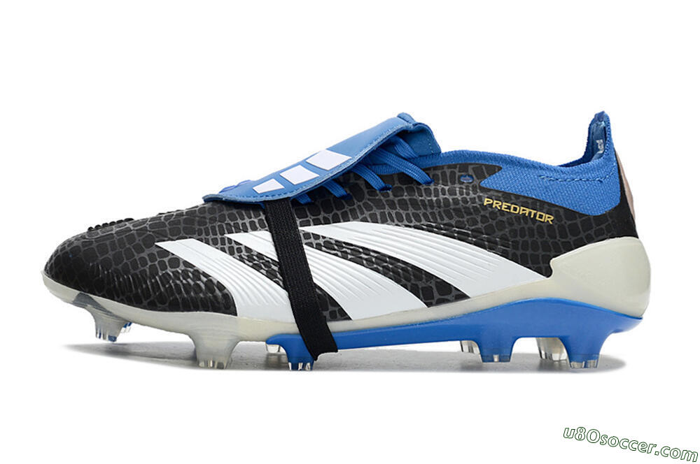 Adidas Predator Elite Foldover Tongue FG Firm Ground Soccer Cleats - Black/White/Blue 2