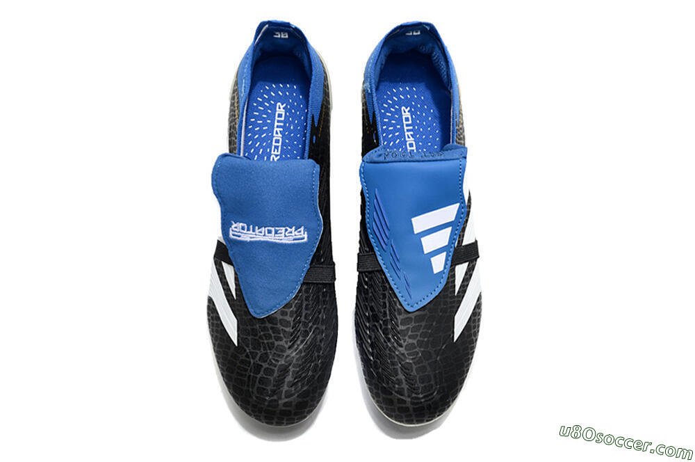 Adidas Predator Elite Foldover Tongue FG Firm Ground Soccer Cleats - Black/White/Blue 4