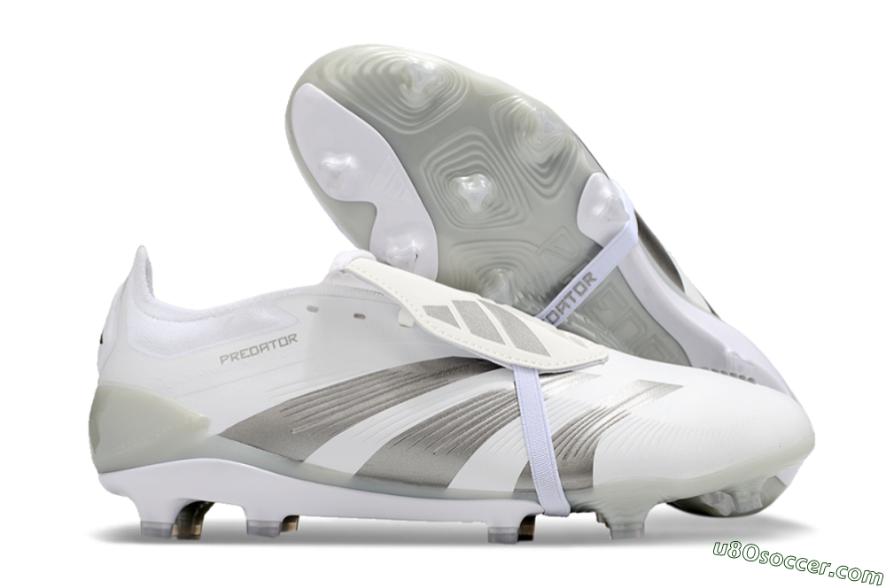 Adidas Predator Elite Foldover Tongue FG Firm Ground Soccer Cleats - White/Grey 1