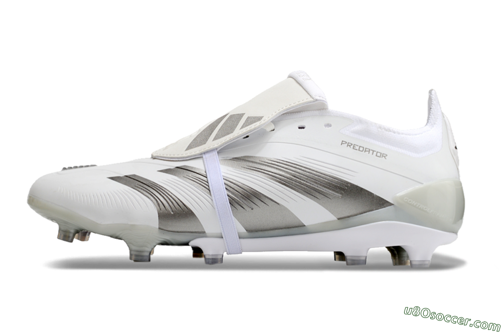 Adidas Predator Elite Foldover Tongue FG Firm Ground Soccer Cleats - White/Grey 2