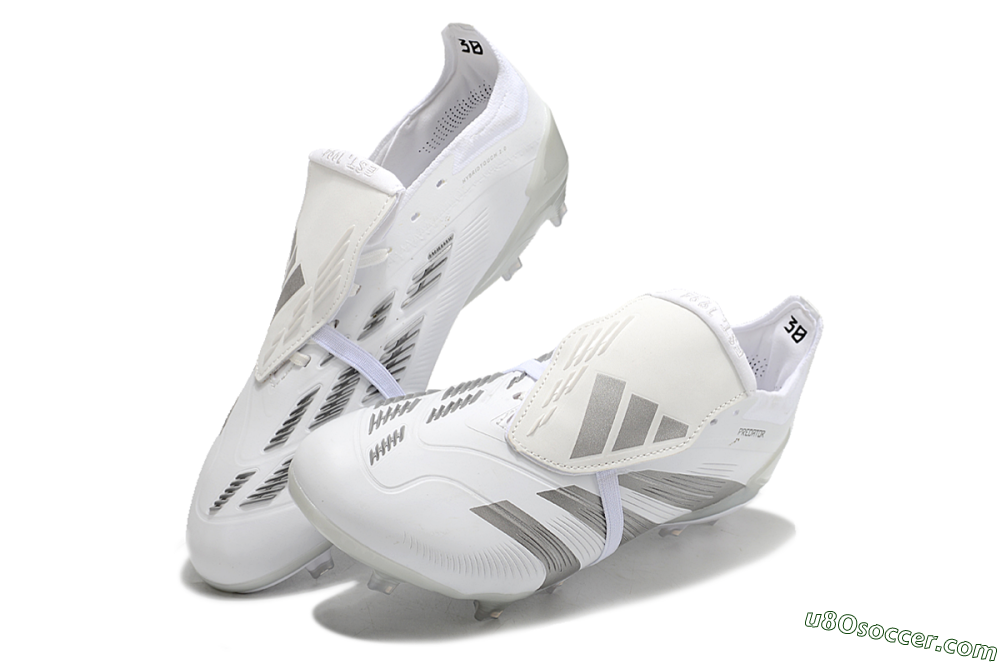 Adidas Predator Elite Foldover Tongue FG Firm Ground Soccer Cleats - White/Grey 3