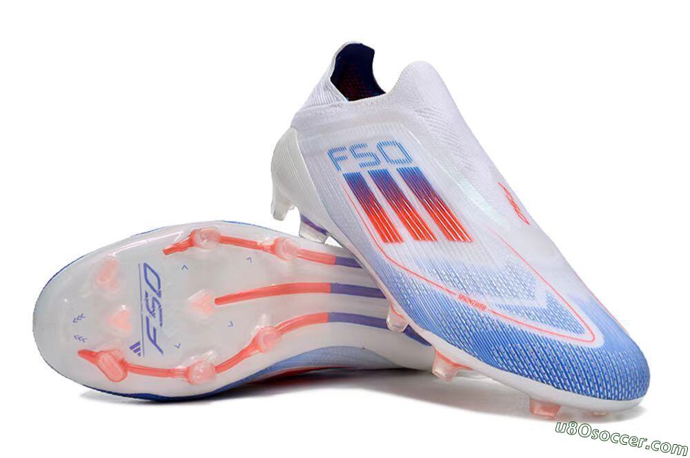 Adidas F50 Adizero FG Firm Ground Soccer Cleats - White/Blue/Orange 3