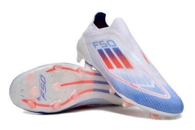 Adidas F50 Adizero FG Firm Ground Soccer Cleats - White/Blue/Orange
