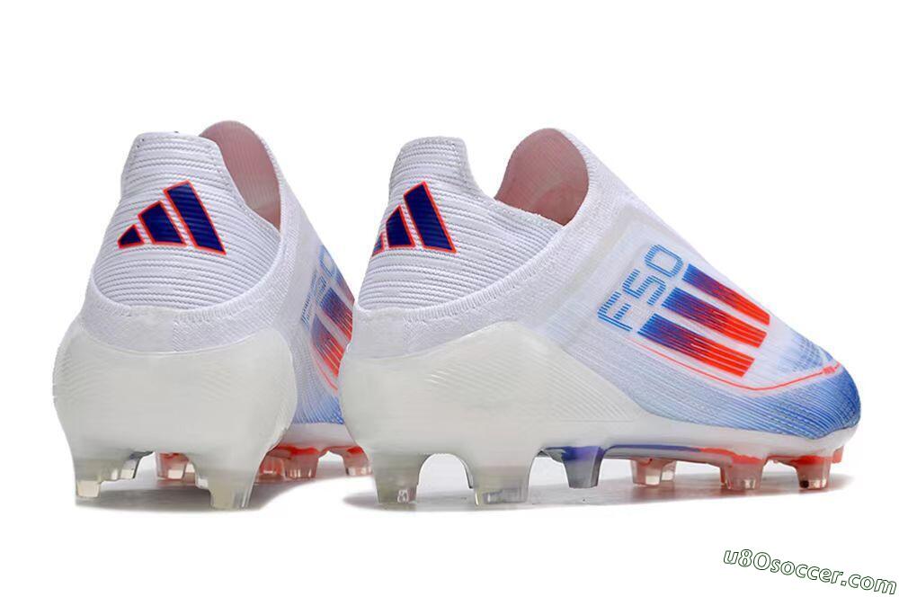 Adidas F50 Adizero FG Firm Ground Soccer Cleats - White/Blue/Orange 6