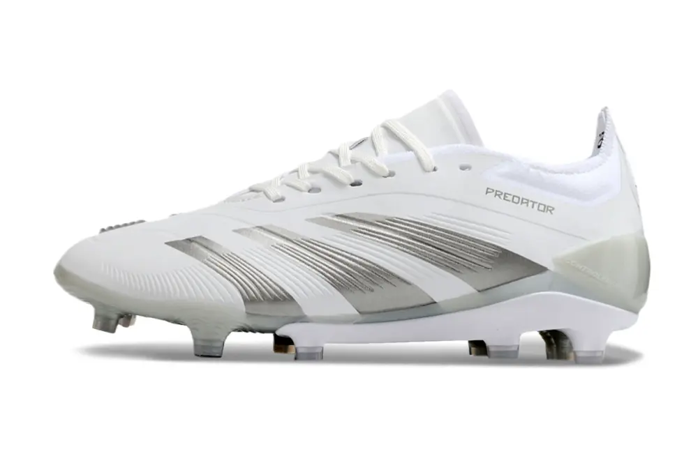 FG Firm Ground Soccer Cleats in White/Silver/Grey - Predator