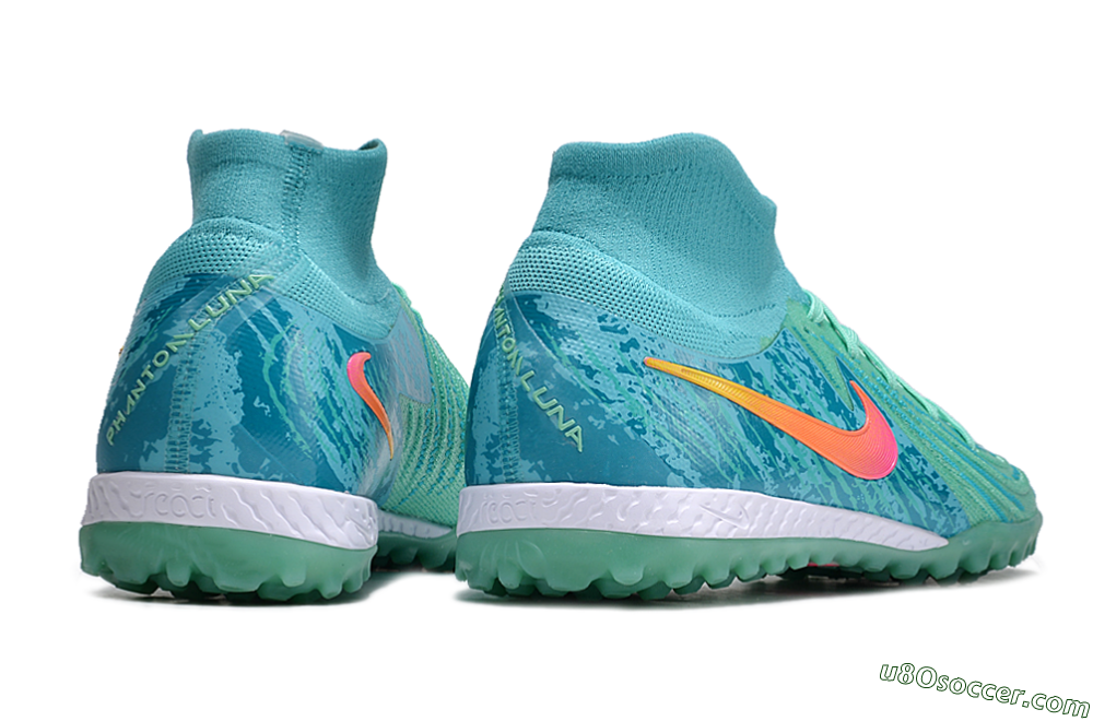 Nike Phantom Luna Elite NU TF Artificial Turf Soccer Shoes - Green/Pink/Orange 6