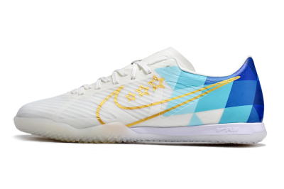Nike Air Zoom Mercurial Vapor 15 Academy IC Indoor & Futsal Soccer Shoes - White/Gold/Jade/Blue
