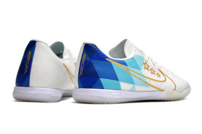 Nike Air Zoom Mercurial Vapor 15 Academy IC Indoor & Futsal Soccer Shoes - White/Gold/Jade/Blue