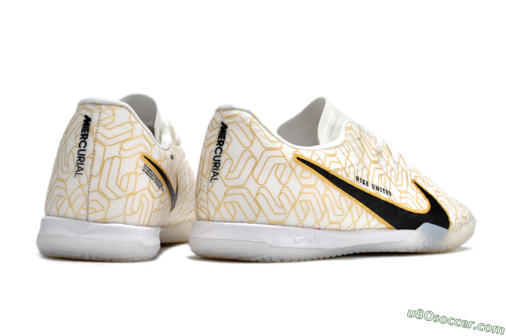 Nike Air Zoom Mercurial Vapor 15 Academy IC Indoor & Futsal Soccer Shoes - White/Gold/Black 6