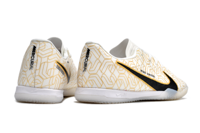 Nike Air Zoom Mercurial Vapor 15 Academy IC Indoor & Futsal Soccer Shoes - White/Gold/Black