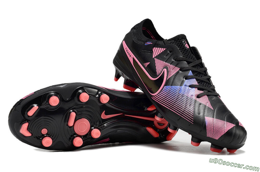 Nike Tiempo Legend 10 Elite FG Firm Ground Soccer Cleats - Black/Pink/Blue 0