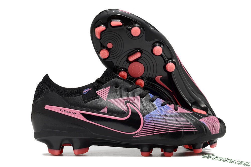 Nike Tiempo Legend 10 Elite FG Firm Ground Soccer Cleats - Black/Pink/Blue 1