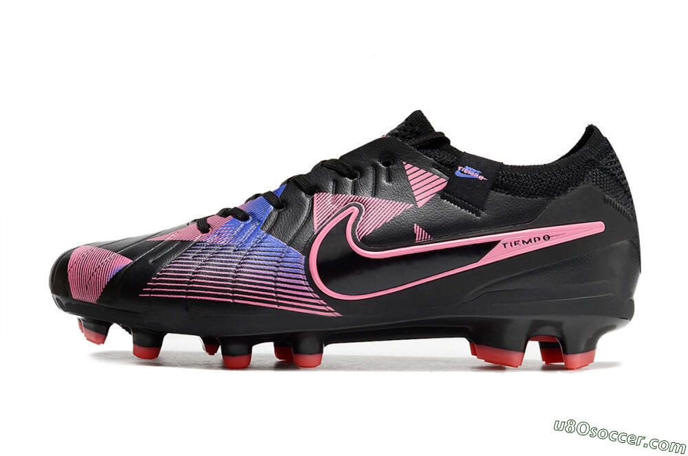 Nike Tiempo Legend 10 Elite FG Firm Ground Soccer Cleats - Black/Pink/Blue 2