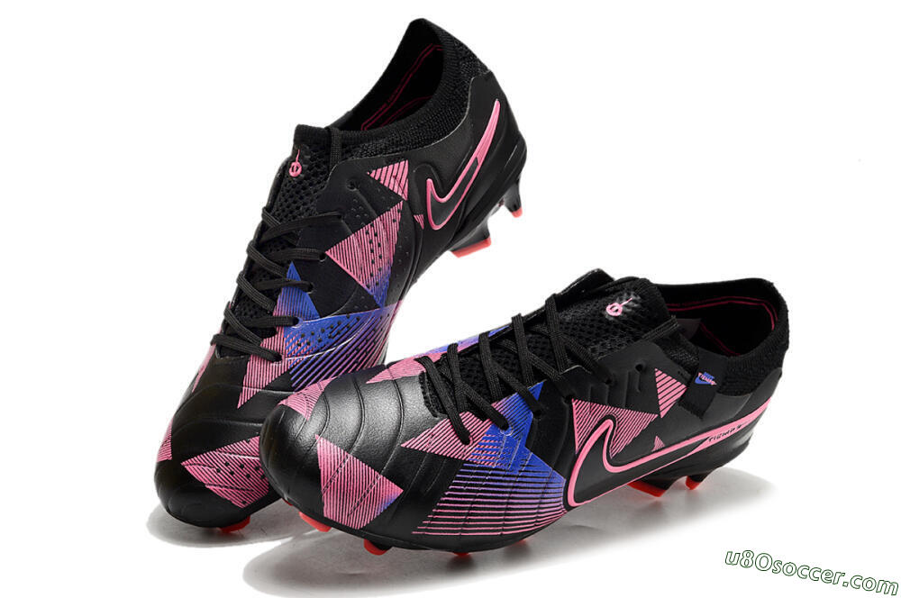 Nike Tiempo Legend 10 Elite FG Firm Ground Soccer Cleats - Black/Pink/Blue 3