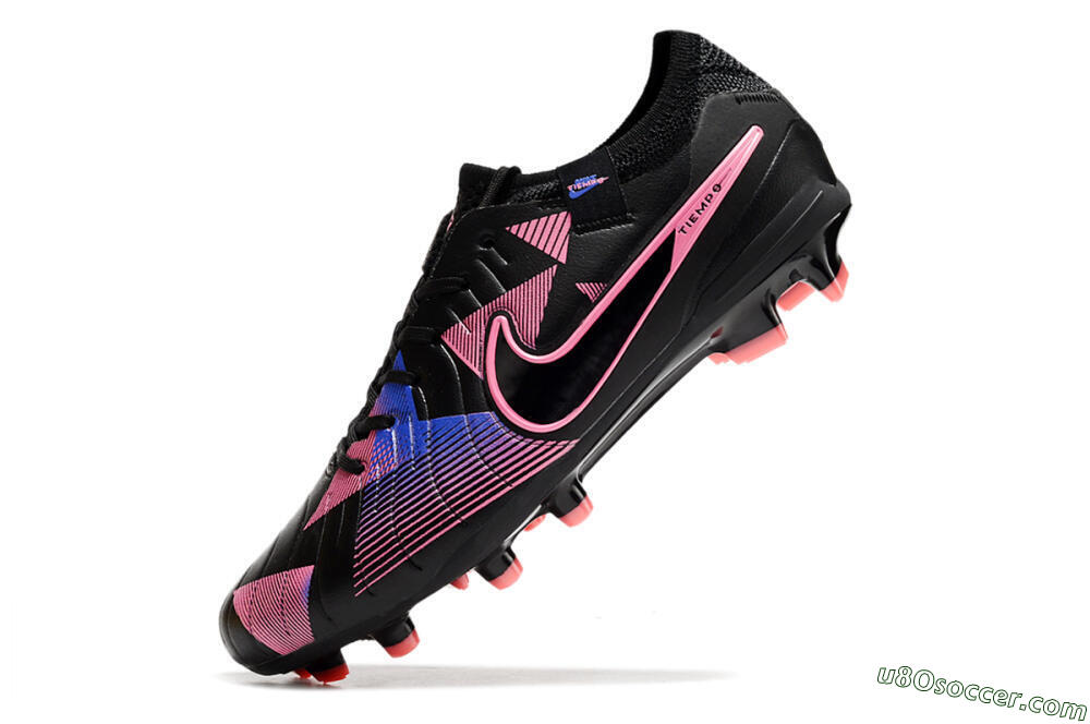 Nike Tiempo Legend 10 Elite FG Firm Ground Soccer Cleats - Black/Pink/Blue 5