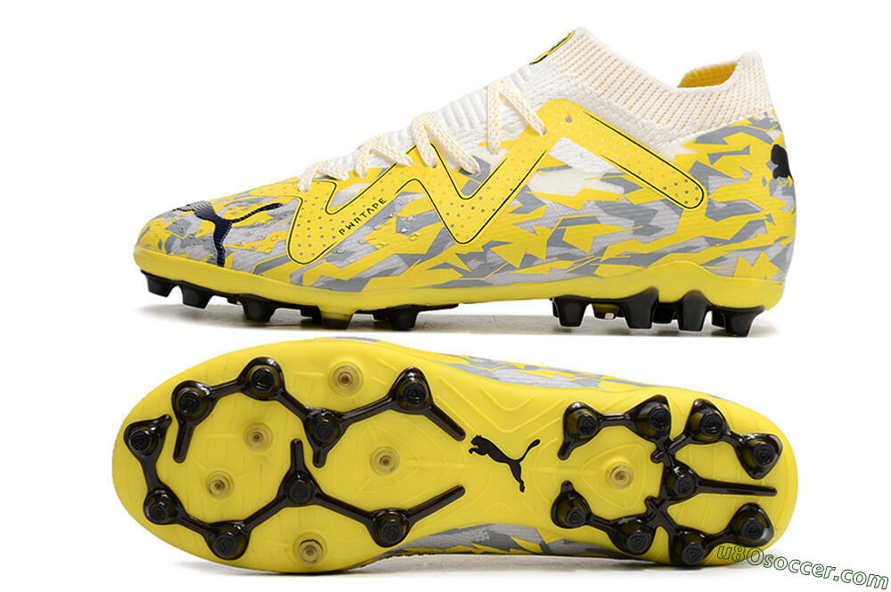 Puma Future Ultimate MG Firm Ground Soccer Cleats - White/Yellow/Grey 0