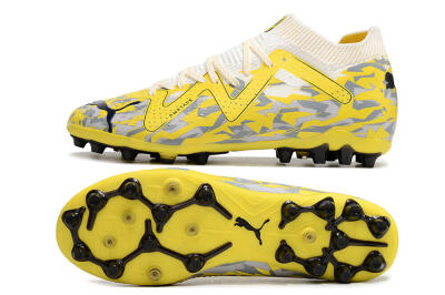 Puma Future Ultimate MG Firm Ground Soccer Cleats - White/Yellow/Grey