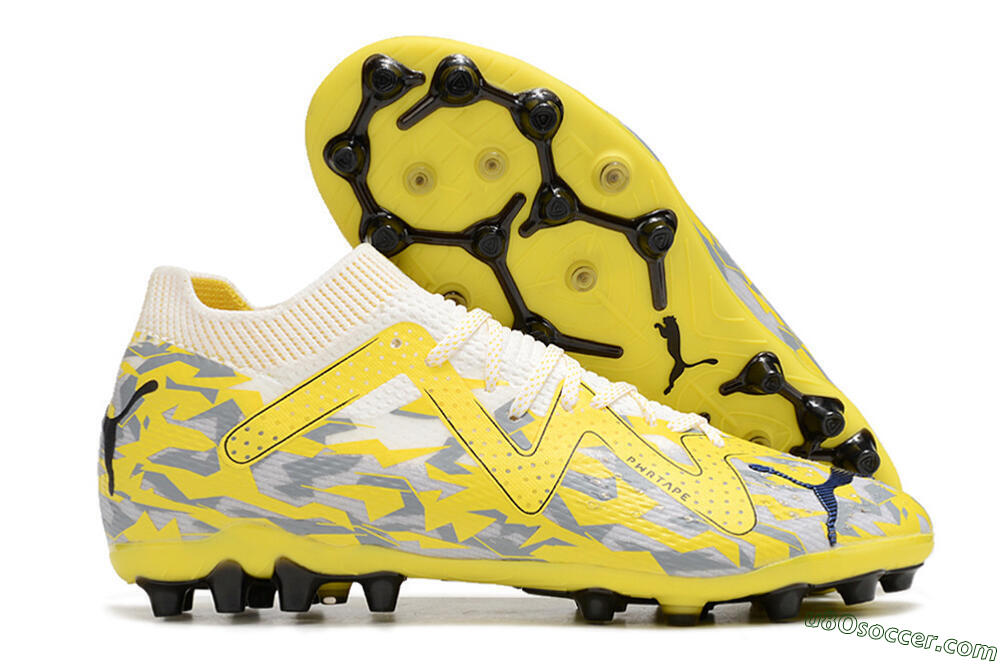 Puma Future Ultimate MG Firm Ground Soccer Cleats - White/Yellow/Grey 1