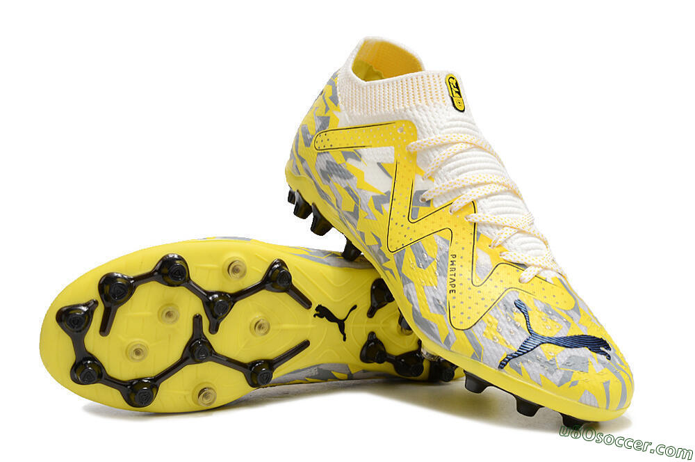 Puma Future Ultimate MG Firm Ground Soccer Cleats - White/Yellow/Grey 3