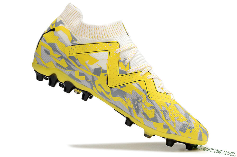 Puma Future Ultimate MG Firm Ground Soccer Cleats - White/Yellow/Grey 4