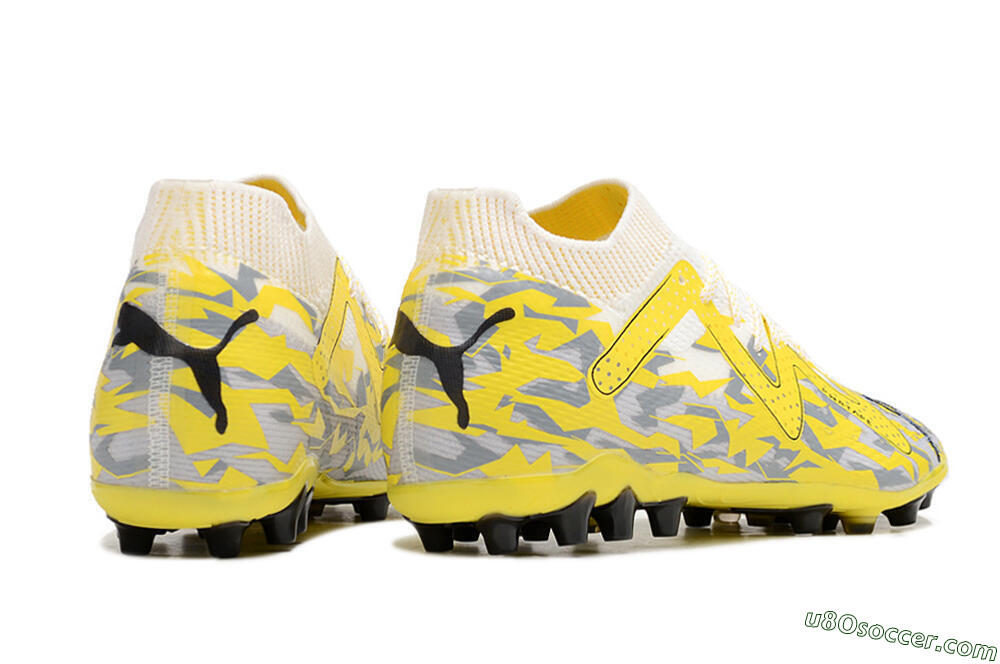 Puma Future Ultimate MG Firm Ground Soccer Cleats - White/Yellow/Grey 6
