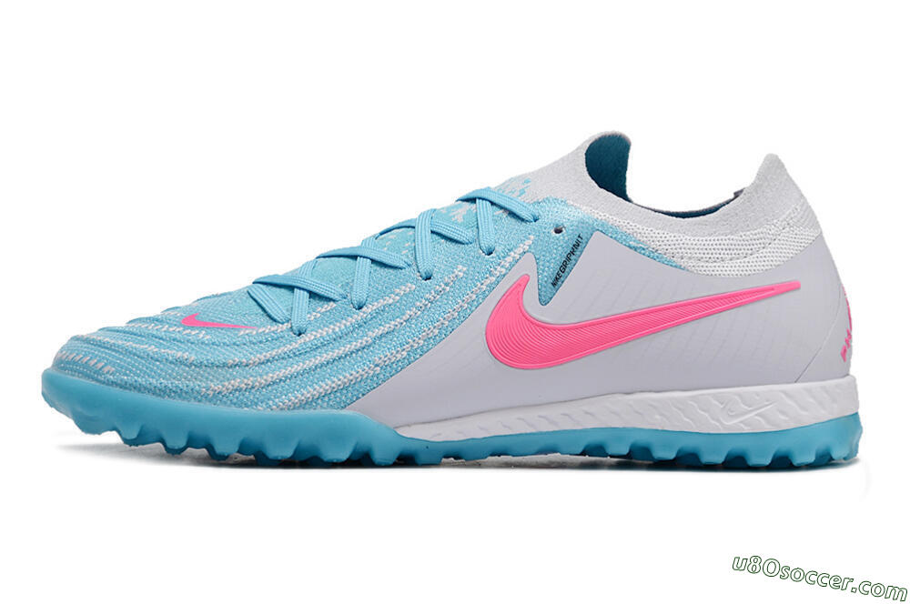 Nike Phantom GX 2 Elite TF Artificial Turf Soccer Shoes - Blue/White/Pink 2