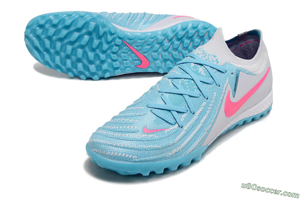 Nike Phantom GX 2 Elite TF Artificial Turf Soccer Shoes - Blue/White/Pink 3