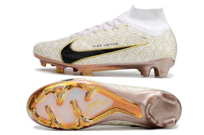 Nike Air Zoom Mercurial Superfly 9 Elite MR FG Firm Ground Soccer Cleats - White/Black/Gold