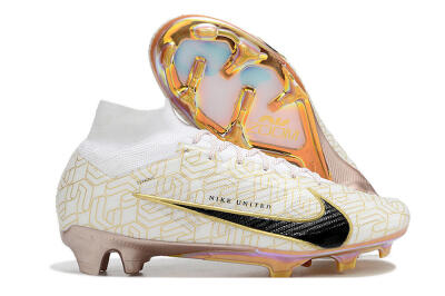 Nike Air Zoom Mercurial Superfly 9 Elite MR FG Firm Ground Soccer Cleats - White/Black/Gold