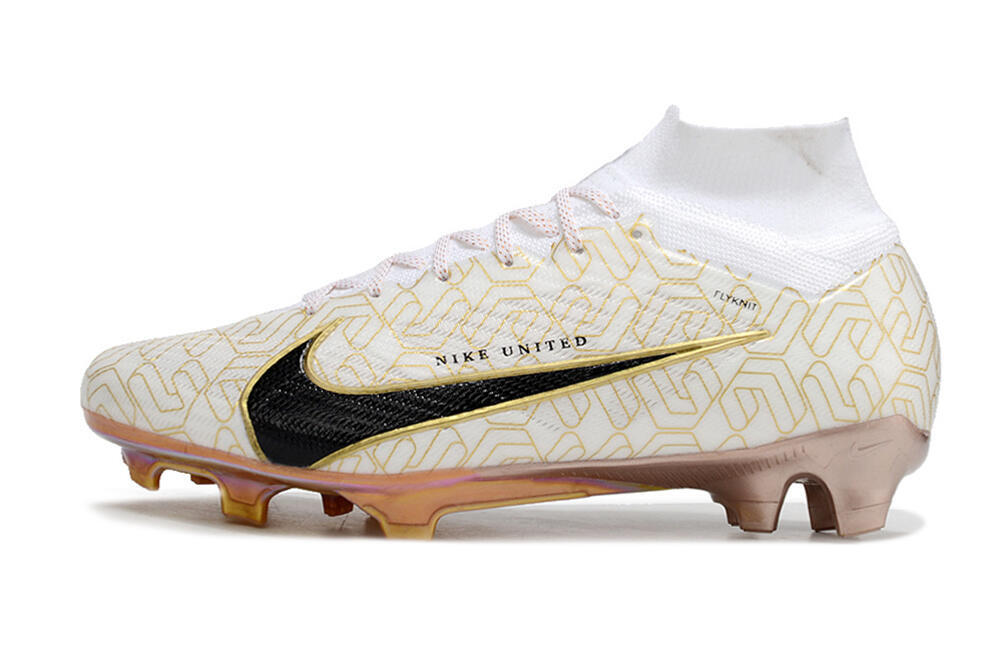 Nike Air Zoom Mercurial Superfly 9 Elite MR FG Firm Ground Soccer Cleats - White/Black/Gold 2