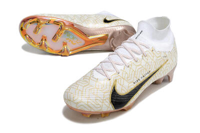 Nike Air Zoom Mercurial Superfly 9 Elite MR FG Firm Ground Soccer Cleats - White/Black/Gold