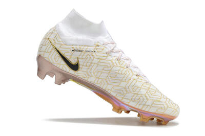 Nike Air Zoom Mercurial Superfly 9 Elite MR FG Firm Ground Soccer Cleats - White/Black/Gold